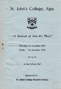 Festival of One Act Plays, Dec 1978, St. John's Agra