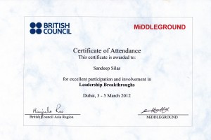 Leadership Breakthroughs Award by British Council, Dubai, 2012