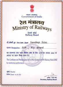 Meritorious Performance Award by Minister of Railways-47th Railway Week 2002