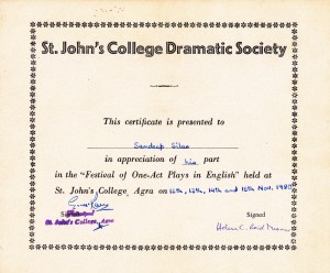 St. John's Dramatic Society, Agra, 1980